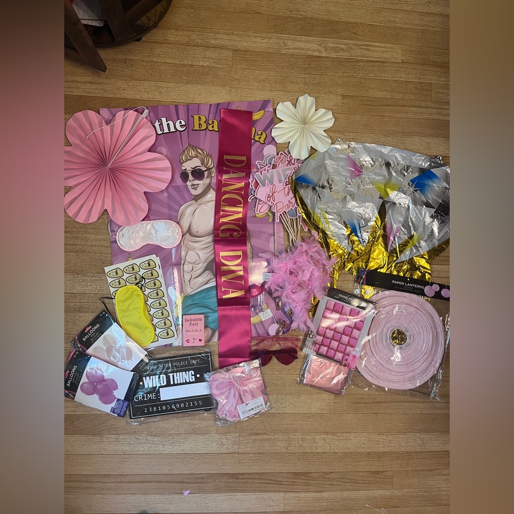 Pink Bachelorette Party Kit – Games, Decor, Sashes, Boas, Balloons, Bride Squad